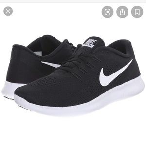Nike Free RN sneaker, black and white, size 6.5